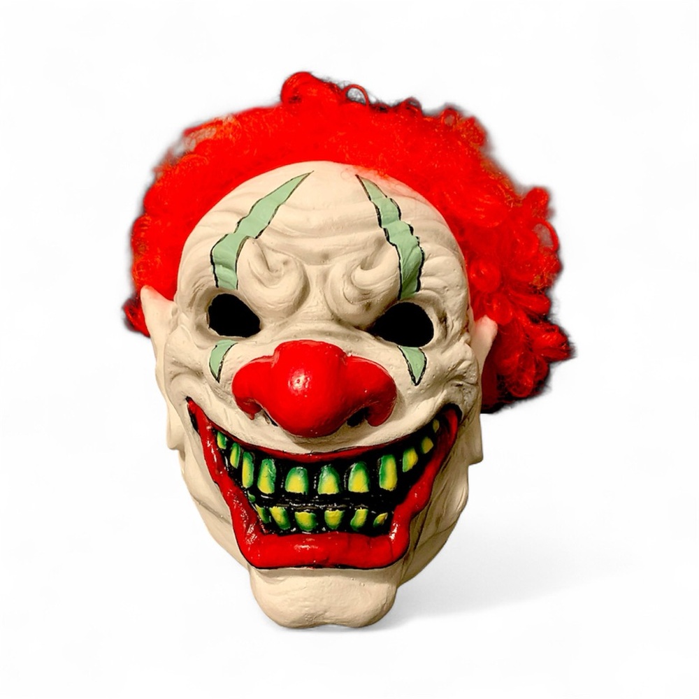 Creepy Clown Mask with Red Hair